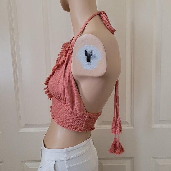 Forever 21 Fringe Tasseled Halter Crop Top SZ S - Picture 3 of 8